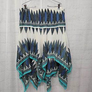 Lane Bryant Teal and Black Patterned A-Line Skirt